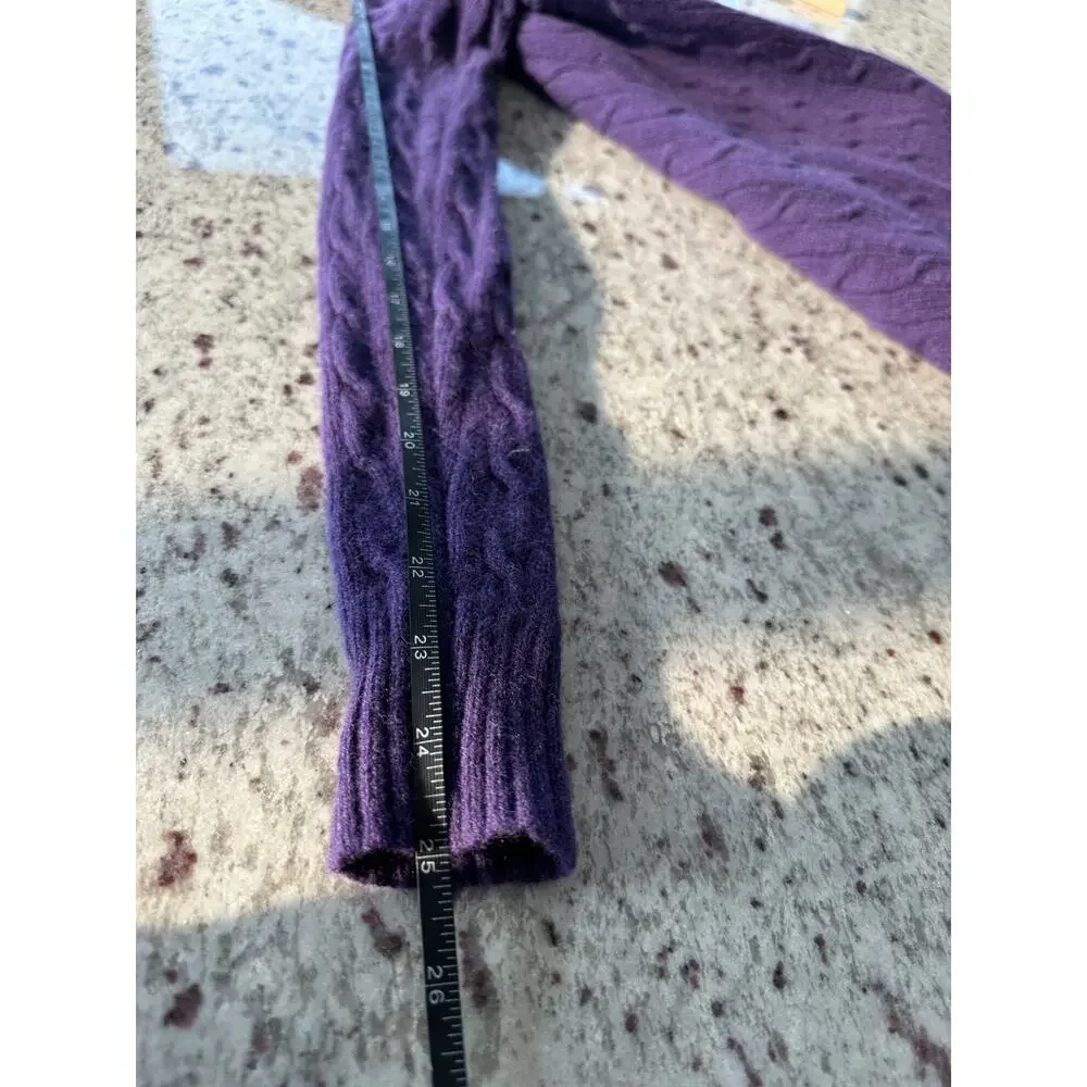 Vintage Ralph Lauren Sport Purple V-Neck Cable Knit Lambwool Academia Sweater M